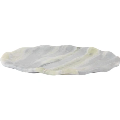 Afbeelding van Present Time Dienblad Waved Oval Himalaya Groen 31x21x3cm Scandinavisch