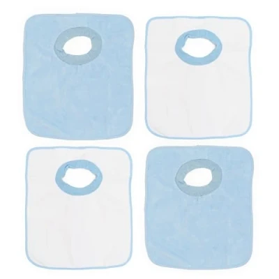 Afbeelding van Ti TIN Set van 4 waterdichte badstof babyslabbetjes, 33 x 36 cm, slabbetje met elastische sluiting voor baby&#039;s 6 tot 18 maanden, 100% polyester microvezel en vinylvoering