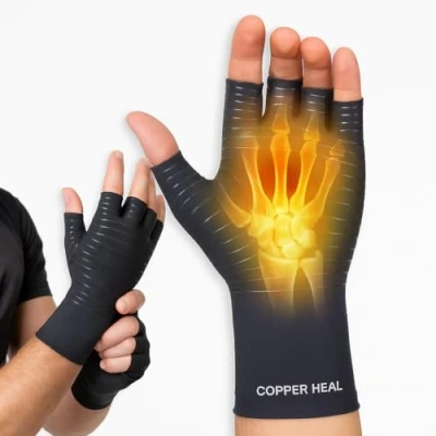 Afbeelding van KOPERGEZONDHEID artritis compressiehandschoenen BESTE medische koperen handschoenen GEGARANDEERD om te werken voor reumatoïde artritis, carpale tunnel, RSI, artrose en peesontsteking open vinger