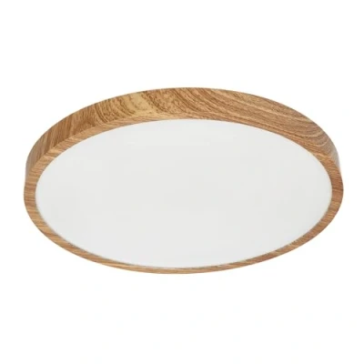 Afbeelding van EDO plafondlamp LED PERETI 24 Watt Houten ring 35 cm IP44 Waterdichte 2400lm Badkamerlamp Rond Badkamerverlichting 3000K Warm wit Plafond voor Kantoor, Keuken, Badkamer Woonkamer