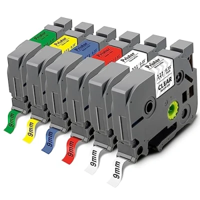 Afbeelding van Pristar Compatibele 9mm Labeltape als Vervanging voor Brother TZe 121 221 421 521 621 721 PT H107B H105 H101 H100 P710BT E500 H101TB E110 E100 E300 D400 D210VP