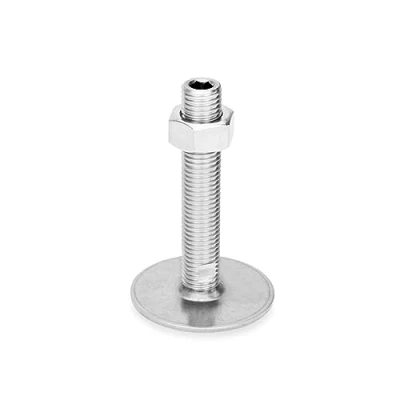 Afbeelding van Ganter Normelemente Roestvrij stalen stelpoten GN 41 80 M16 75 D0 UK Voet diameter 80mm, zilver, schroefdraad d2: M16X75