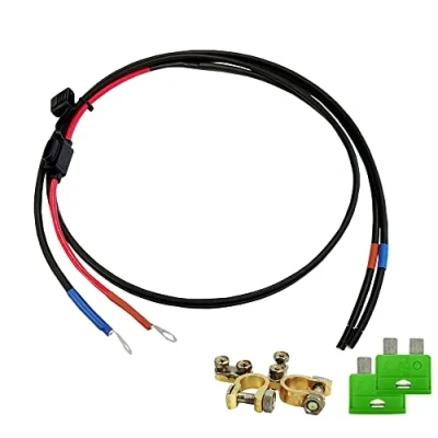 Afbeelding van Offgridtec Batterijkabel met platte zekeringhouder, 30 A zekering en accupoolklemmen, 1,5 m, 8 01 001420