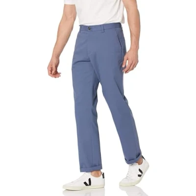 Afbeelding van Amazon Essentials Klassieke pasvorm kreukbestendige chino broek met platte voorkant voor heren (verkrijgbaar in groot en lang), indigo, 34W x 32L