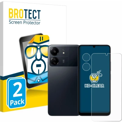 Afbeelding van BROTECT Screenprotector voor Xiaomi Poco C65 (Voor+Camera) Folie Beschermfolie transparant (2 Stuks)
