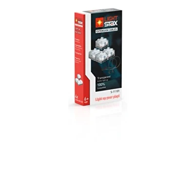Afbeelding van Light STAX verlengkabel, compatibel met het systeem en alle bekende bouwsteenmerken, 50 cm 4 bouwstenen 2 x (transparant)