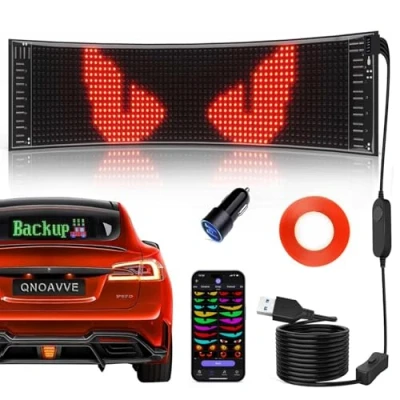 Afbeelding van Qnoavve Flexibele USB LED Display Board, 37x9.2cm Smart Bluetooth Font Programmeerbaar Teken Voor Auto, Winkel, Bar, Graffiti, Tekst, Animatie