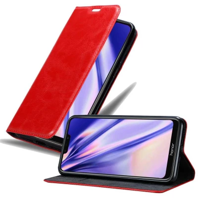 Afbeelding van Cadorabo Hoesje geschikt voor Honor 8C in APPEL ROOD Beschermhoes met magnetische sluiting, standfunctie en kaartvakje Book Case Cover Etui
