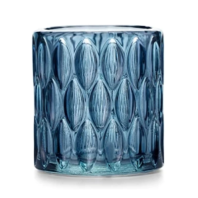 Afbeelding van Theelichthouder van glas AmeliaHome kandelaar theelichtglas 9x9,5 cm Vigo donkerblauw