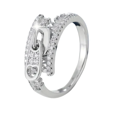 Afbeelding van Luxe Dames Ring Zilver Kleur met Zirkonia Ritsontwerp Diameter 18 mm