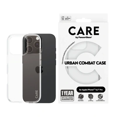 Afbeelding van Care Flagship Case Urban Combat Met Clear Frame Telefoonhoesje Voor Apple Iphone 2024 6.1&#039;&#039; Pro Transparant