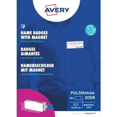 Afbeelding van Badgepoint, Informatiebord, Naambadge POL30MA66 20DR 70x30mm e.st 20st.