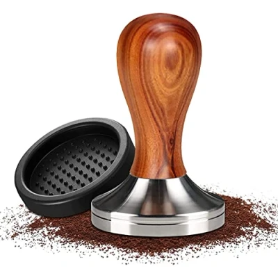 Afbeelding van JOYBOY Koffietamper, espresso tamper, koffiestamper van roestvrij staal, incl. tampermat, voor perfecte barista gereedschap, design koffietamper set, tamper 58 mm, cafés en