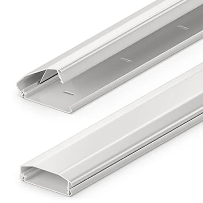 Afbeelding van deleyCON Universele Kabelgoot Leidingkanaal Innovatieve Klapconstructie Hoogwaardig Aluminium Lengte 50cm Breedte 6cm Hoogte 2cm Wit