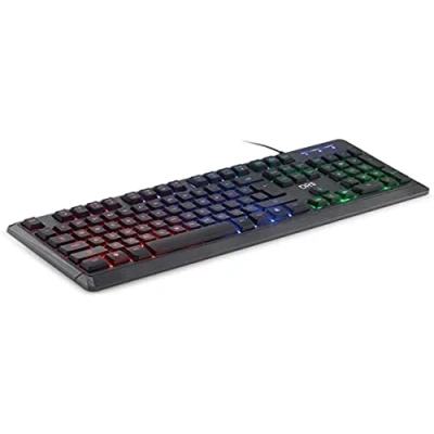 Afbeelding van DR1TECH Puma+ Gaming toetsenbord voor pc met achtergrondverlichting en ergonomisch, 104 toetsen 6 USB kabel Rainbow Keyboard (internationale QWERTY lay out)