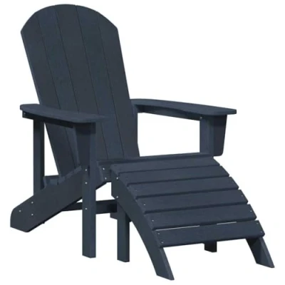Afbeelding van vidaXL Adirondack ligbed met voetsteun in marineblauw HDPE