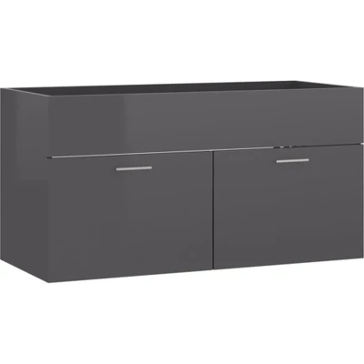 Afbeelding van Wastafelkast 90x38,5x46 cm spaanplaat hoogglans grijs