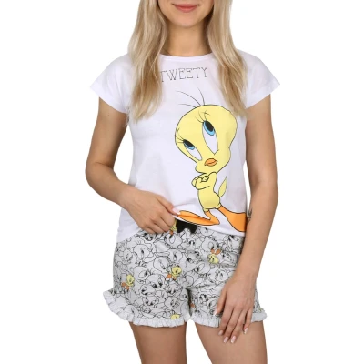Afbeelding van Looney Tunes Tweety Witte en grijze meisjespyjama met korte mouwen, zomerpyjama / 134