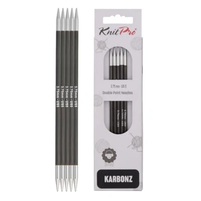 Afbeelding van KnitPro carbonz naaldspel 15 cm, 3,75 mm sokkennaald, koolstof/messing, zwart/zilver, 21 x 5 0,5 stuks