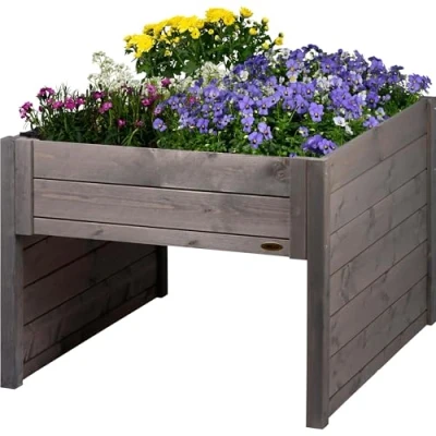 Afbeelding van dobar® Grote garage voor robotmaaier van hout met plantenbak incl. folie grasmaaiers 79 x 73 56 cm antraciet