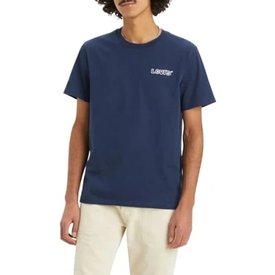 Afbeelding van Levi&#039;s Graphic Crewneck TEE Tshirt print, Heren, Maat: XS, Dress blues