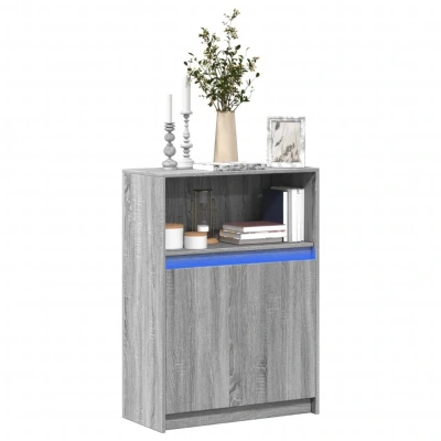 Afbeelding van Dressoir met LED 72x34x100 cm bewerkt hout grijs sonoma eiken