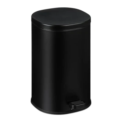 Afbeelding van Relaxdays badkamer prullenbak 5 l softclose 2 binnenemmer toilet zwart