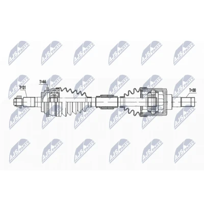 Afbeelding van NTY NPW MZ 088 Aandrijfas Vooras links 610mm Handgeschakeld