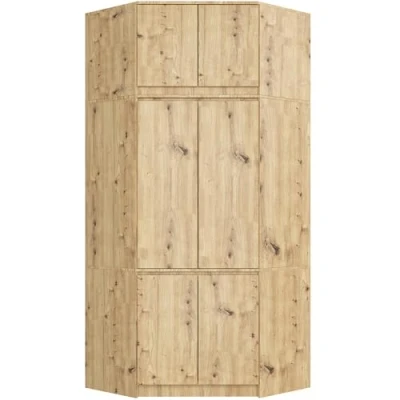 Afbeelding van Hoekkast Met Bovenbouw S100 Artisan Eiken 235cm Staand Meubel Matte Afwerking, Zelfmontage 6 Deurs 9 Planken Opbergruimte