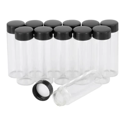 Afbeelding van Pxyelec Helder glas monster flacons, mini lege glazen flessen met schroefdop capaciteit 30 ml (1 oz), pak van 12