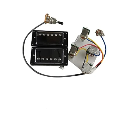 Afbeelding van gitaar pickups Humbucker Nek En Brug Pickup 4c Bedrading Harnas Push pull Single Cut Set Voor Gibson Epiphone Elektrische (Color : Silver Black Frame)
