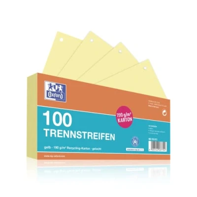 Afbeelding van Oxford Scheidingsstroken, van karton, geperforeerd, 190 g/m², geel, 100 stuks