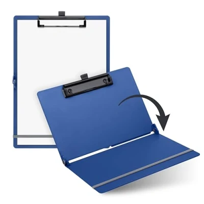 Afbeelding van SAX Opvouwbaar klembord, bosbessen, clipboard, A4 op A5, staand en liggend formaat, ideaal voor reizen zaken, 30 vellen, inclusief elastische sluitband penlus, duurzaam schokbestendig