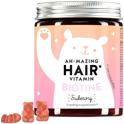 Afbeelding van Bears with Benefits Huid, haar, nagels Vitamine Gummies 60 stuks voor 2 maanden Gummiberen voornormale haargroei met hoge dosis biotine 150g + zink vegan, suikervrije haarvitamines Ah Mazing Hair
