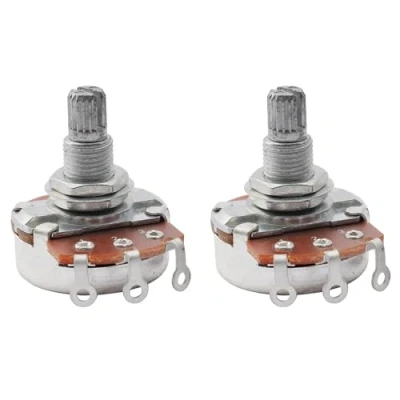Afbeelding van Musiclily Metrisch 18mm A500k Pot Split Shaft Logaritmische Potmeter voor Elektrische Gitaar en Basgitaar(2 Stuks)