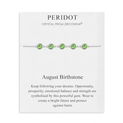 Afbeelding van Philip Jones Augustus Birthstone armband gemaakt met Peridot Zircondia® kristallen, 18 centimetres, Verzilverd, Messing Legering, Zirkondia® Kristal