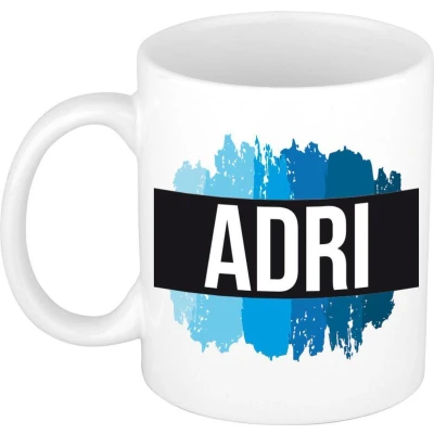Afbeelding van Adri Naam / voornaam kado beker mok verfstrepen Gepersonaliseerde met mokken