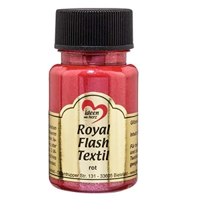 Afbeelding van Ideen mit Herz Royal Flash Textil, Textielverf, glitter metallic, zeer dekkend, romige textielverf op waterbasis, voor licht en donker textiel, 50 ml (rood)