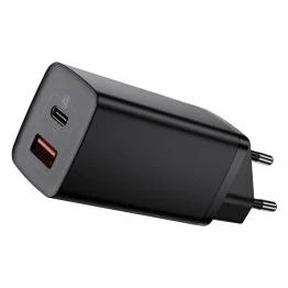 Afbeelding van Baseus GaN2 Lite 2 poorts USB/USB C 65W PD Mac oplader Zwart