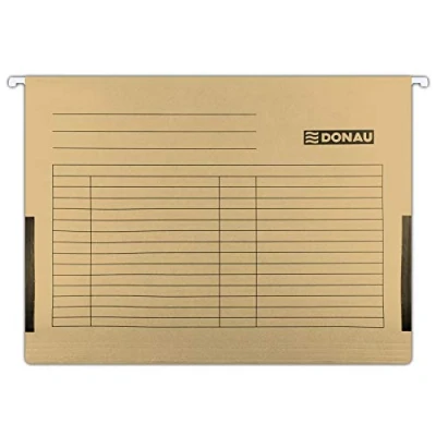 Afbeelding van DONAU 7420905 02 hangtas met linnen kikker van gerecycled karton 230 GSM voor DIN A4 kleur: bruin 5 pack verwisselbare blanco borden ideaal kantoor en school de overheid groen
