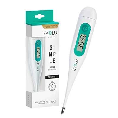 Afbeelding van Evolu Waterdichte digitale thermometer, temperatuurmeting in mond, rectaal of onder de oksel 10 seconden, geschikt voor baby&#039;s, kinderen en volwassenen, hoge precisie van 0,1 graden Celsius,