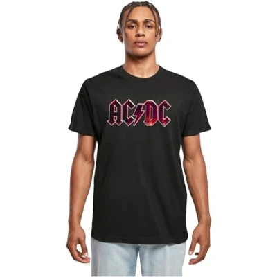 Afbeelding van Merchcode ACDC Distressed LOGO Tshirt print, Heren, Maat: XS, Black