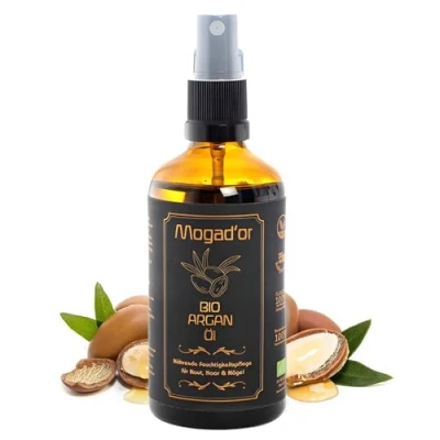 Afbeelding van Biologische arganolie, koudgeperst, natuurlijke cosmetica, 100% zuiver, voor haar, huid en nagels, vloeibaar goud in Marokko, 100 ml lichtbestendige bruine glazen fles, vochtverzorging, anti aging