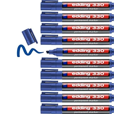 Afbeelding van 10x Viltstift edding 330 schuin 1.5 5mm blauw