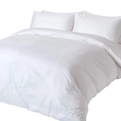 Afbeelding van HOMESCAPES Witte biologisch katoenen dekbedovertrekset, King Size, 400TC 600 draadtelling equivalent, dekbedovertrek, beddengoedset met 2 kussenslopen inbegrepen