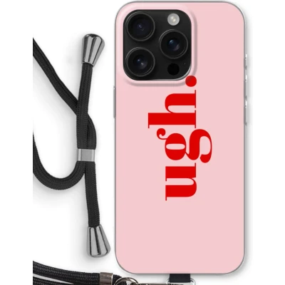 Afbeelding van Case Company® hoesje met Koord geschikt voor iPhone 16 Pro Ugh Telefoonhoesje Zwart Bescherming aan alle Kanten en Over de Schermrand