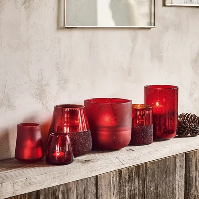 Afbeelding van LOBERON Windlicht set van 6 Paro rood