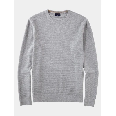 Afbeelding van OLYMP Casual Modern Fit Trui ronde hals grijs, Gestructureerd
