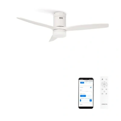 Afbeelding van CREATE Plafondventilator 40W silent Ø132 cm Met Verlichting drie temperaturen Wifi Afstandsbediening 6 Snelheden Timer Zomer/Winter functie Wit WIND CALM