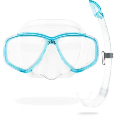 Afbeelding van CRESSI Perla &amp; Mexico Set Combiset Masker + Snorkel Ideaal voor Snorkelen Vrijduiken Duiken, Transparant/Aquamarijn, Eén maat, Unisex Volwassene